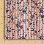 Coton Vichy Teja floqué floral marine - Ribes y Casals