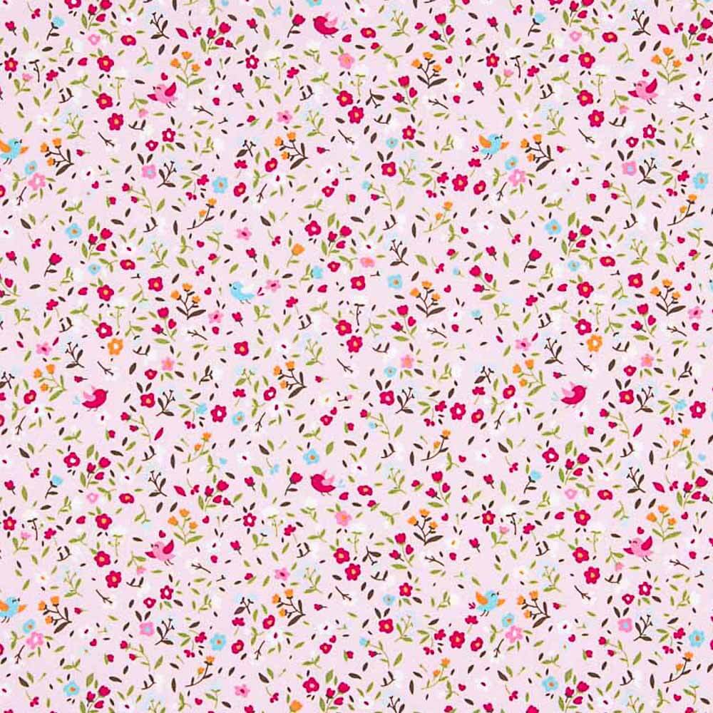 Popelín Algodón Flores Cindy Rosa - Ribes y Casals