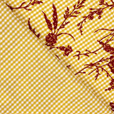 Chutes de coton vichy ocre à motif imprimé floral flocé grenat - Différentes dimensions x largeur de 150 cm - Ribes y Casals