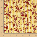 Chutes de coton vichy ocre à motif imprimé floral flocé grenat - Différentes dimensions x largeur de 150 cm - Ribes y Casals