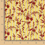Chutes de coton vichy ocre à motif imprimé floral flocé grenat - Différentes dimensions x largeur de 150 cm - Ribes y Casals