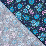 Coton semi-lin floral bleu et rose - Ribes y Casals