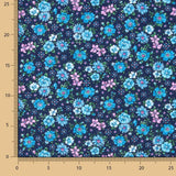 Coton semi-lin floral bleu et rose - Ribes y Casals
