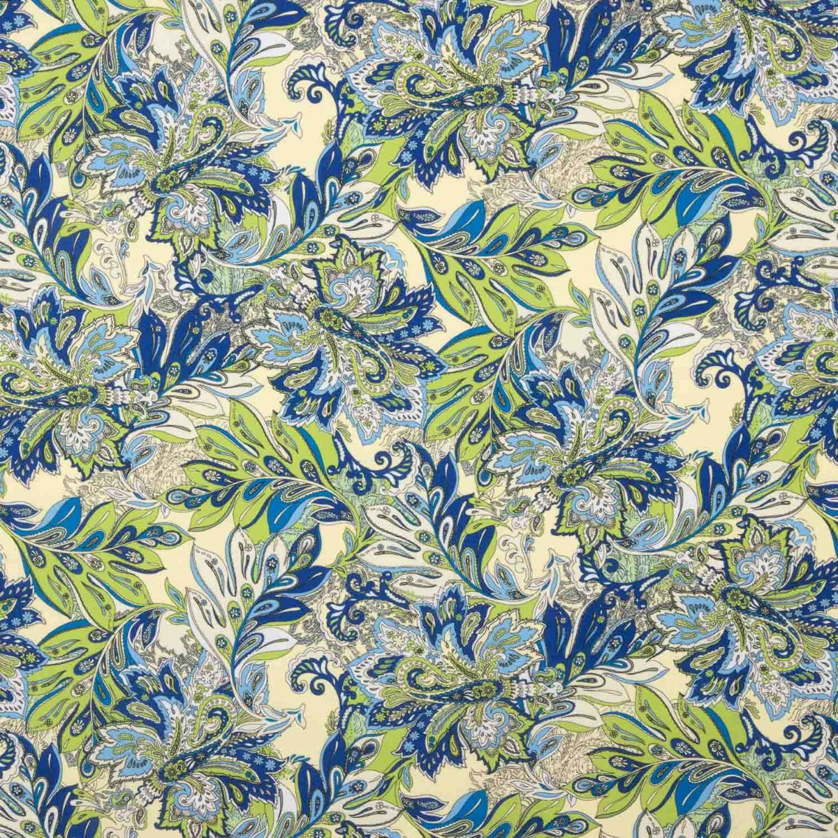 Crêpe léger vert et bleu à motif cachemire - Ribes y Casals