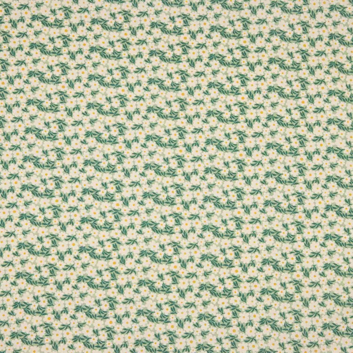 Percale de coton imprimée – Fleurs vertes et jaunes - Ribes y Casals