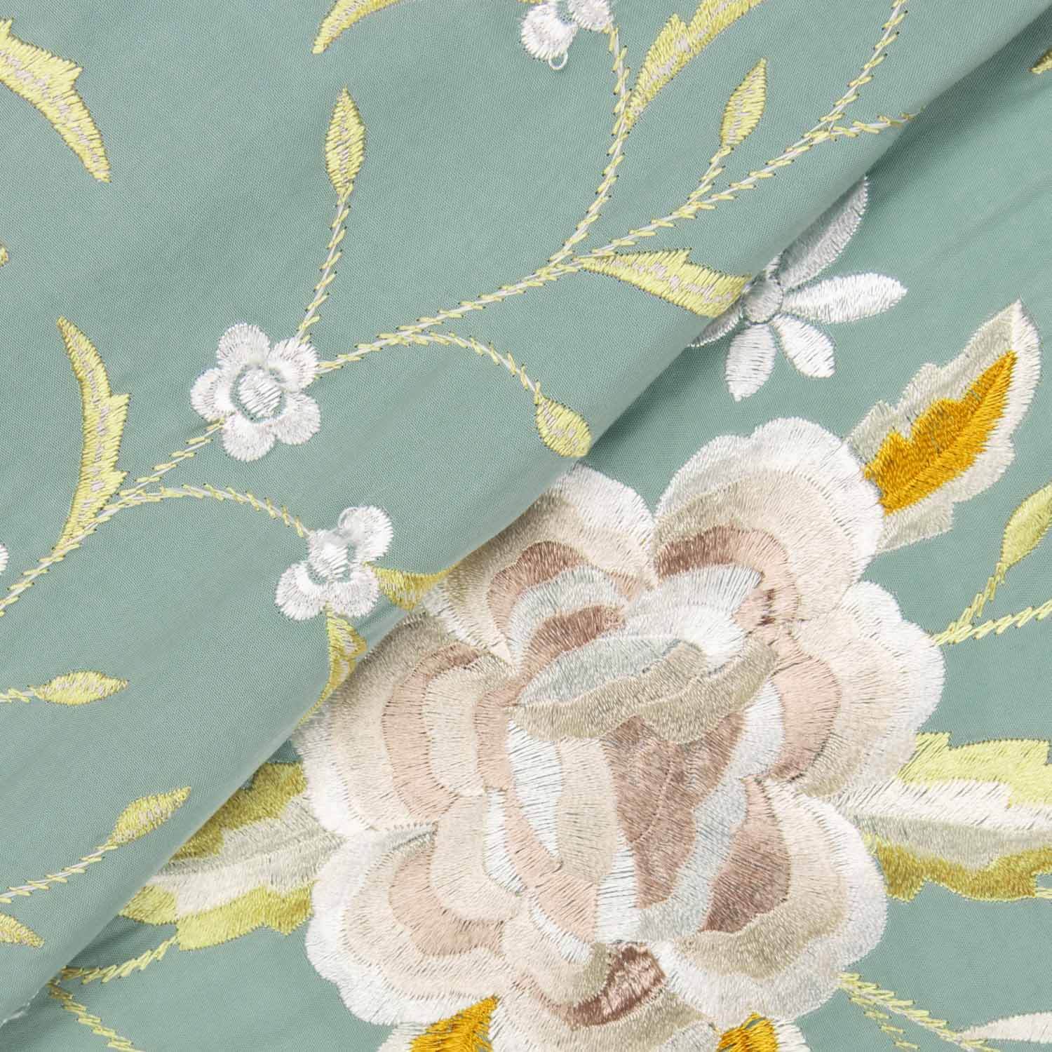 Châle brodé en Tencel vert minéral - Ribes y Casals