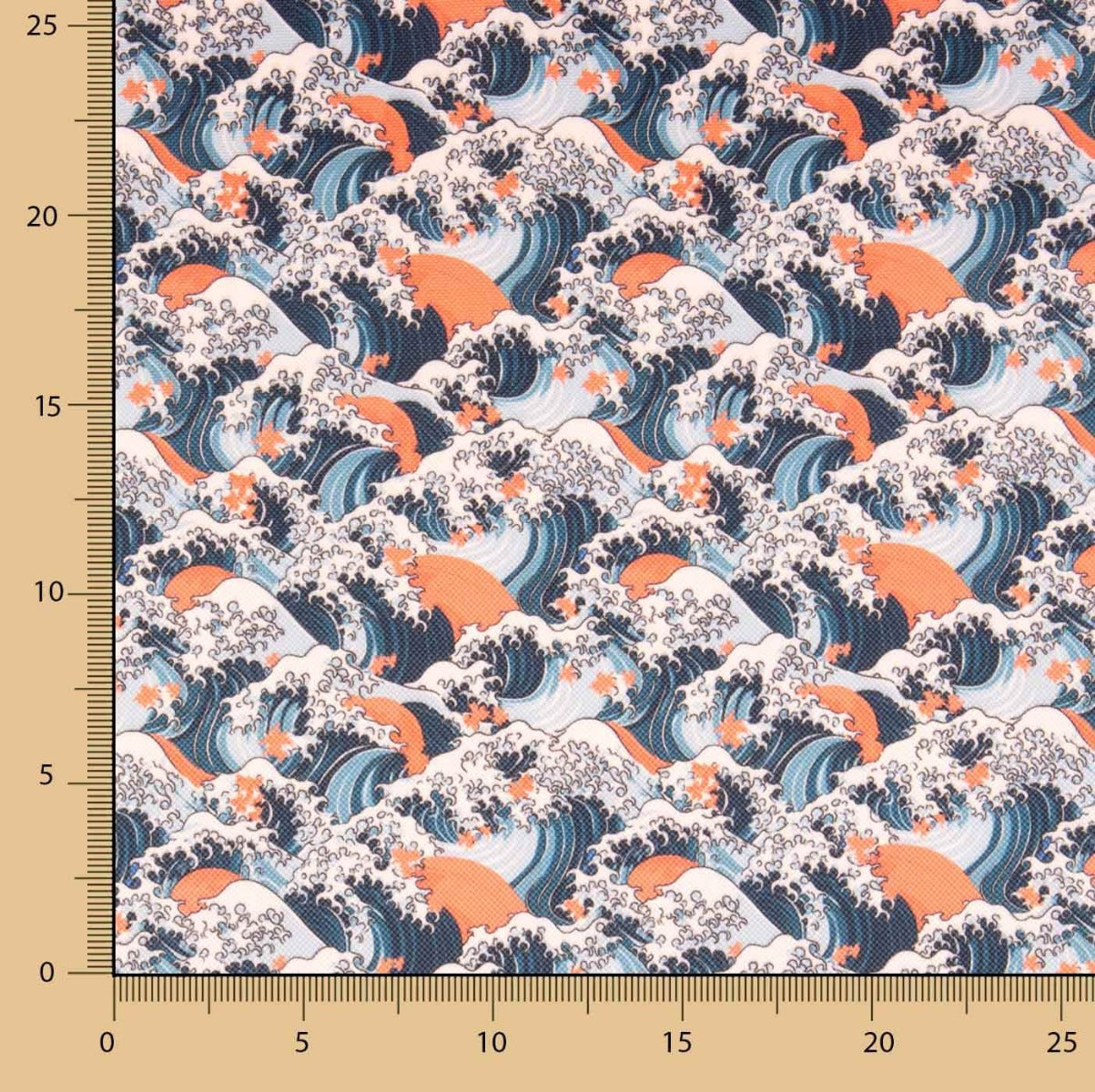 Tissu enduit hydrofuge vagues corail - Ribes y Casals