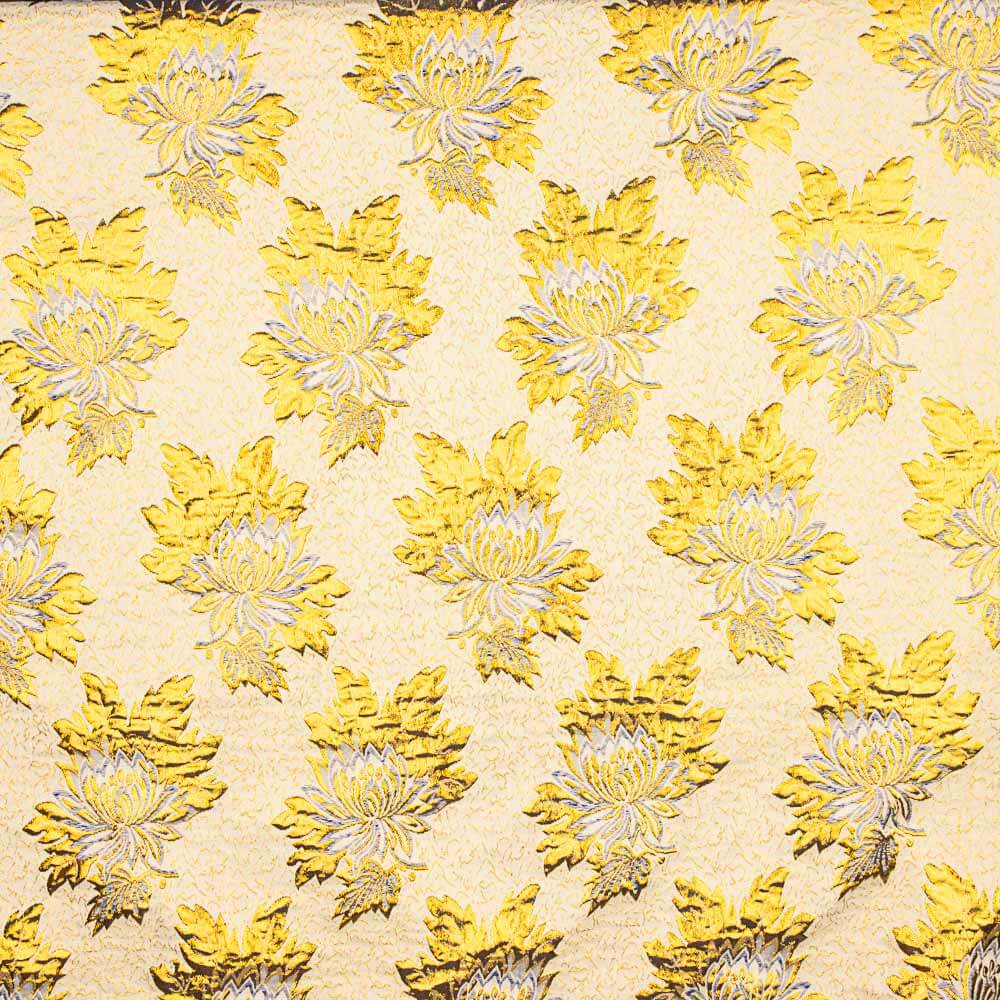 Brocart Lurex Fleur Bleu Doré Intense - Ribes y Casals