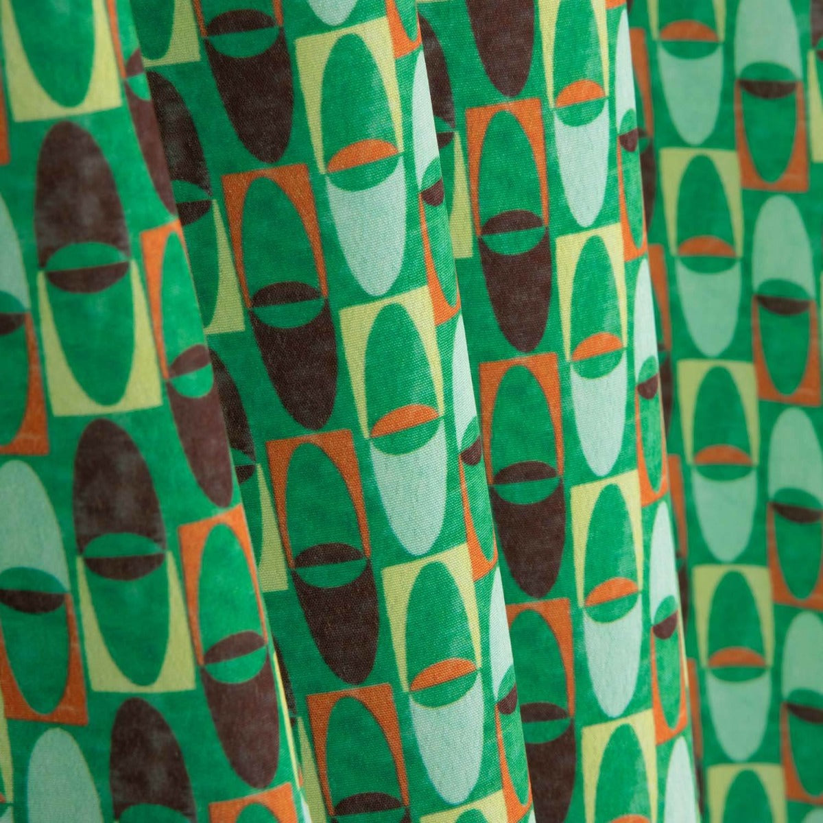 Crêpe léger imprimé rétro vert menthe - Ribes y Casals