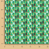 Crêpe léger imprimé rétro vert menthe - Ribes y Casals