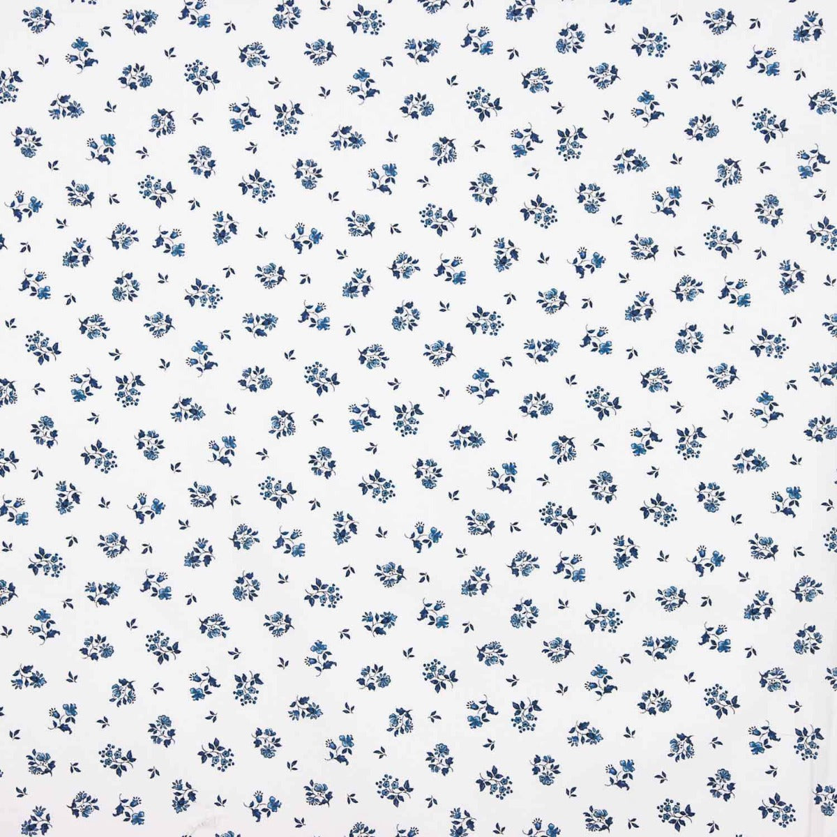 Percale Coton Fleurs Bleues sur Blanc - Ribes y Casals