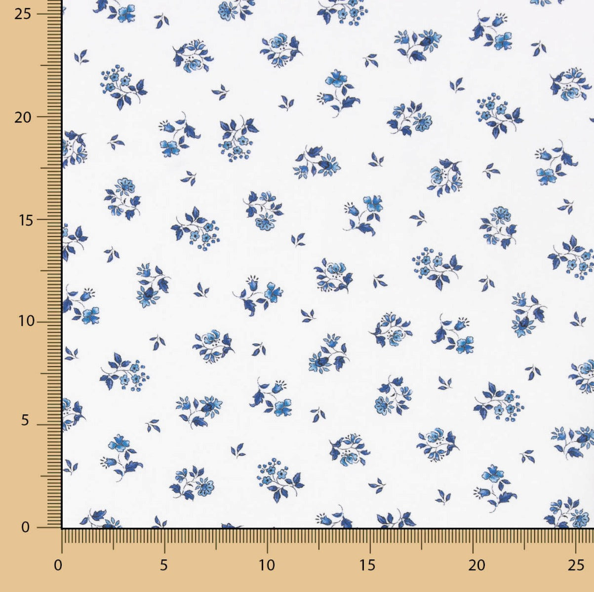 Percale Coton Fleurs Bleues sur Blanc - Ribes y Casals