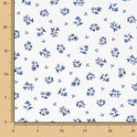 Percale Coton Fleurs Bleues sur Blanc - Ribes y Casals