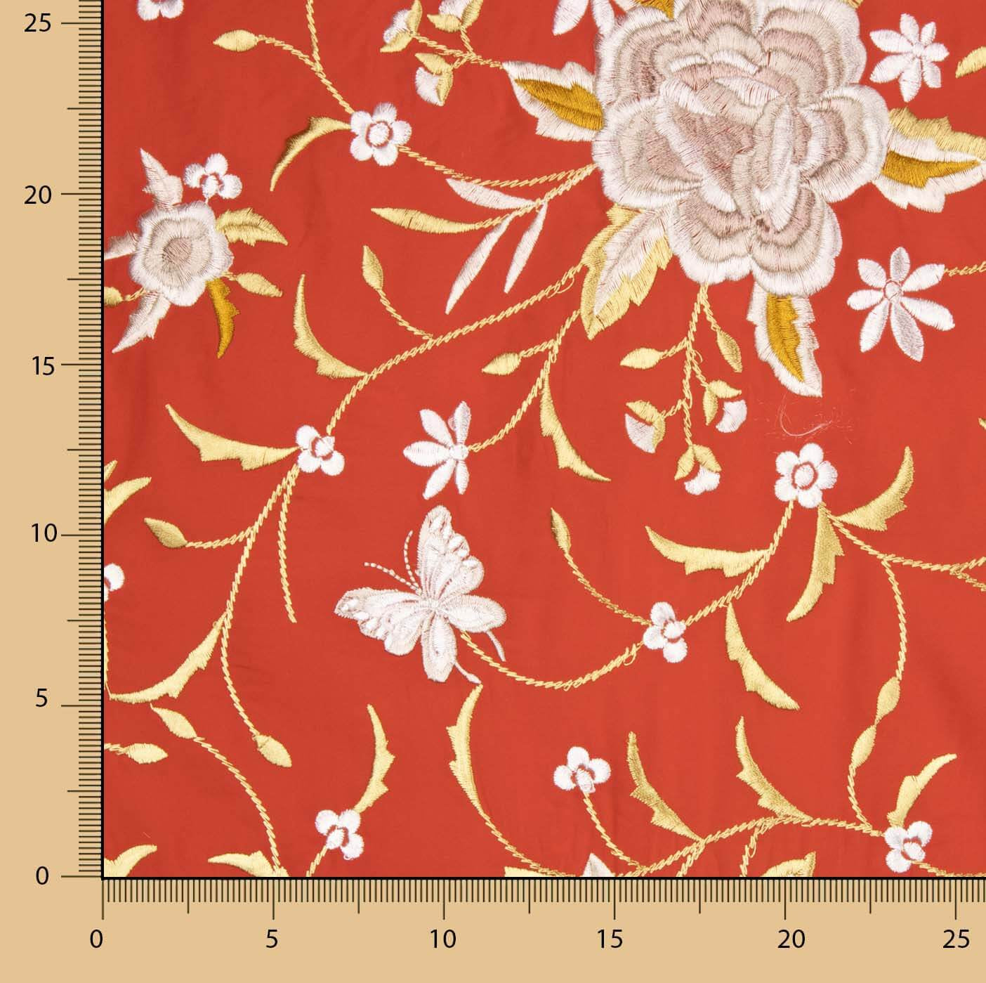 Châle rouge brodé en Tencel - Ribes y Casals