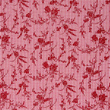 Coton Vichy rouge floqué floral rouge - Ribes y Casals