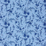 Coton Vichy Bleu Flocage Floral Marine - Ribes y Casals