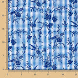Coton Vichy Bleu Flocage Floral Marine - Ribes y Casals