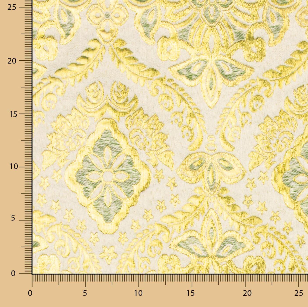 Brocart Lurex Fleur Brut Vert Doré - Ribes y Casals