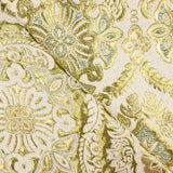 Retal Brocado Lurex Flor Verde Crudo Dorado 100x140 cm - Ribes y Casals