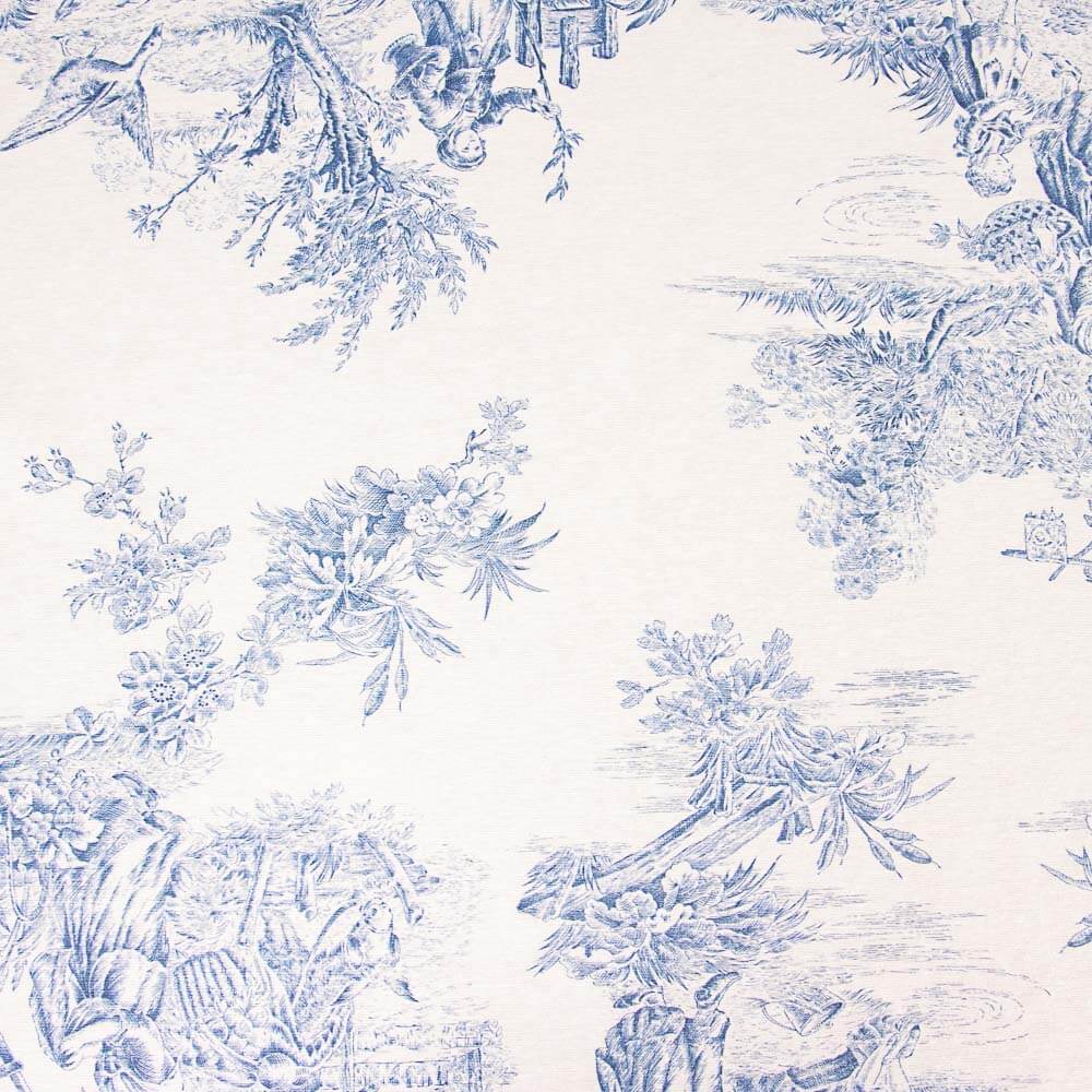 Nappe Résine Anti-tache Enduite Toile de Jouy Bleu - Ribes y Casals