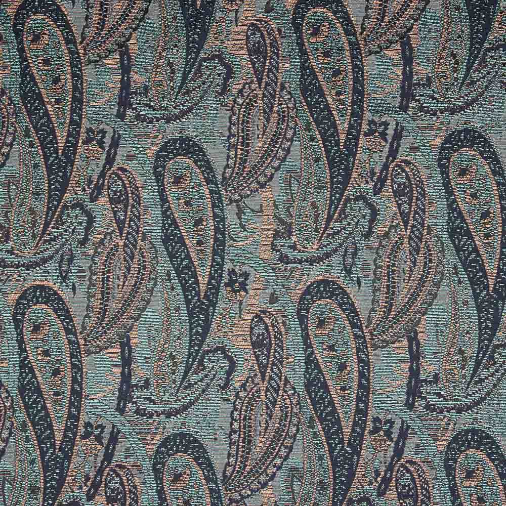 Brocart Cachemire Bleu Corail - Ribes y Casals