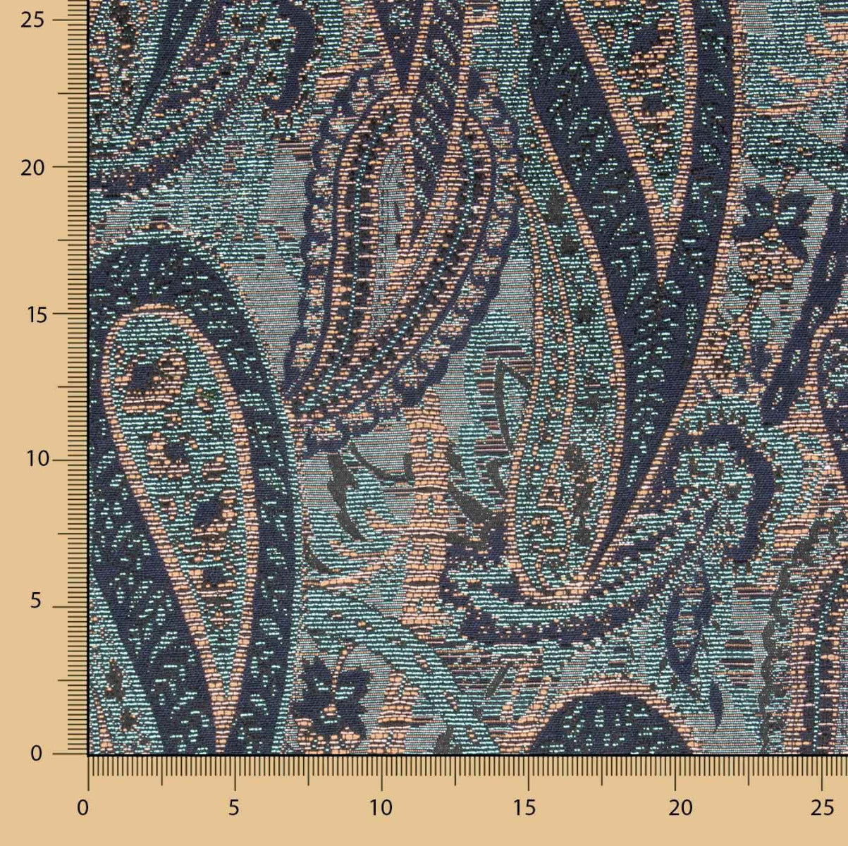 Brocart Cachemire Bleu Corail - Ribes y Casals