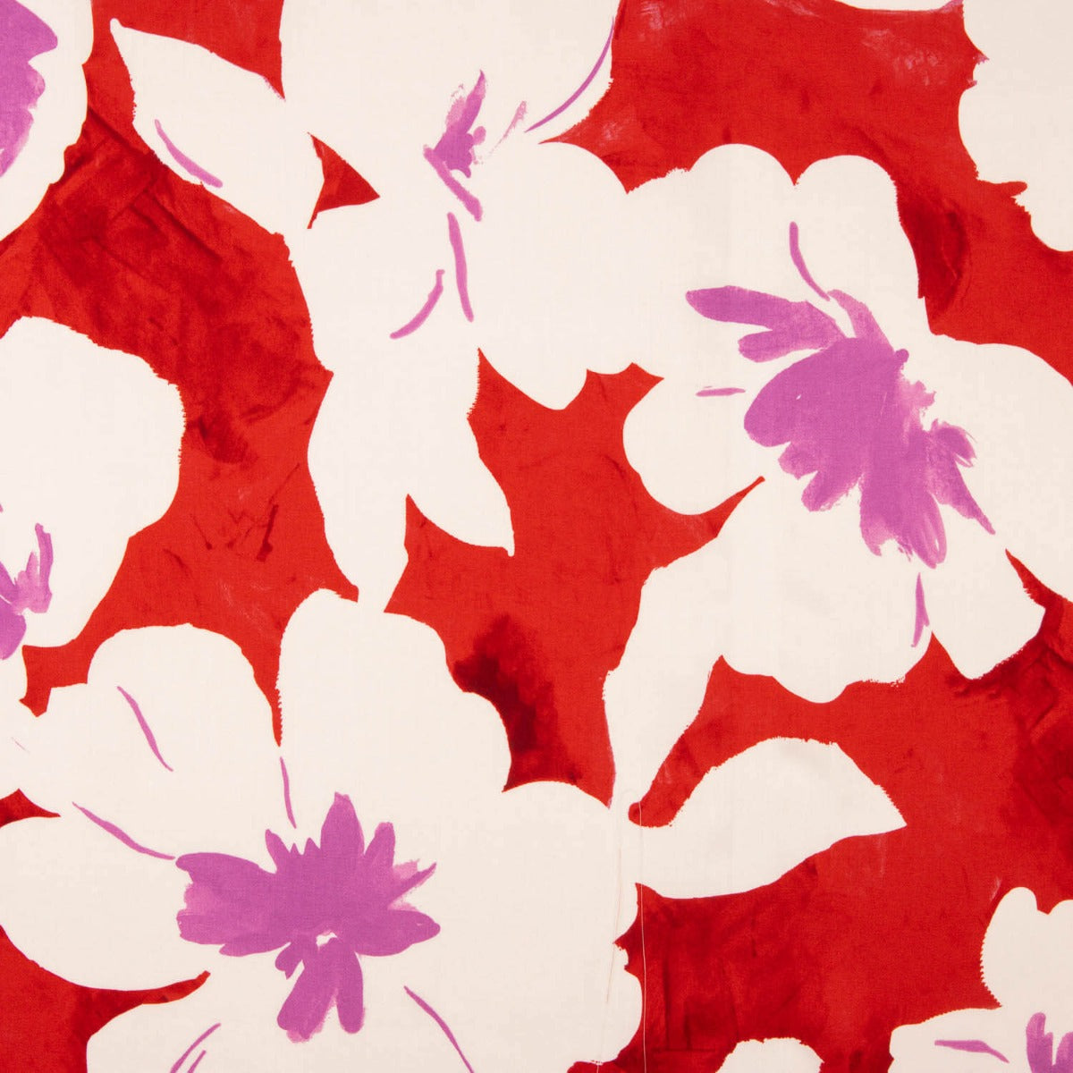 Satin viscose Red Hibiscus - Ribes y Casals