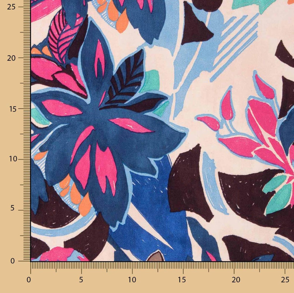 Crêpe viscose Blue Jungle - Ribes y Casals