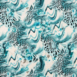 Crêpe léger bleu à imprimé animalier floral - Ribes y Casals