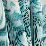 Crêpe léger bleu à imprimé animalier floral - Ribes y Casals