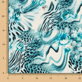 Crêpe léger bleu à imprimé animalier floral - Ribes y Casals