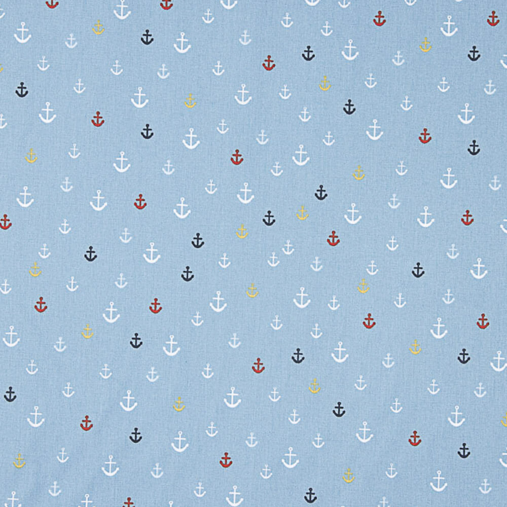 Popelín Algodón Anclas Azul - Ribes y Casals