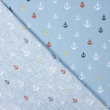 Popelín Algodón Anclas Azul - Ribes y Casals