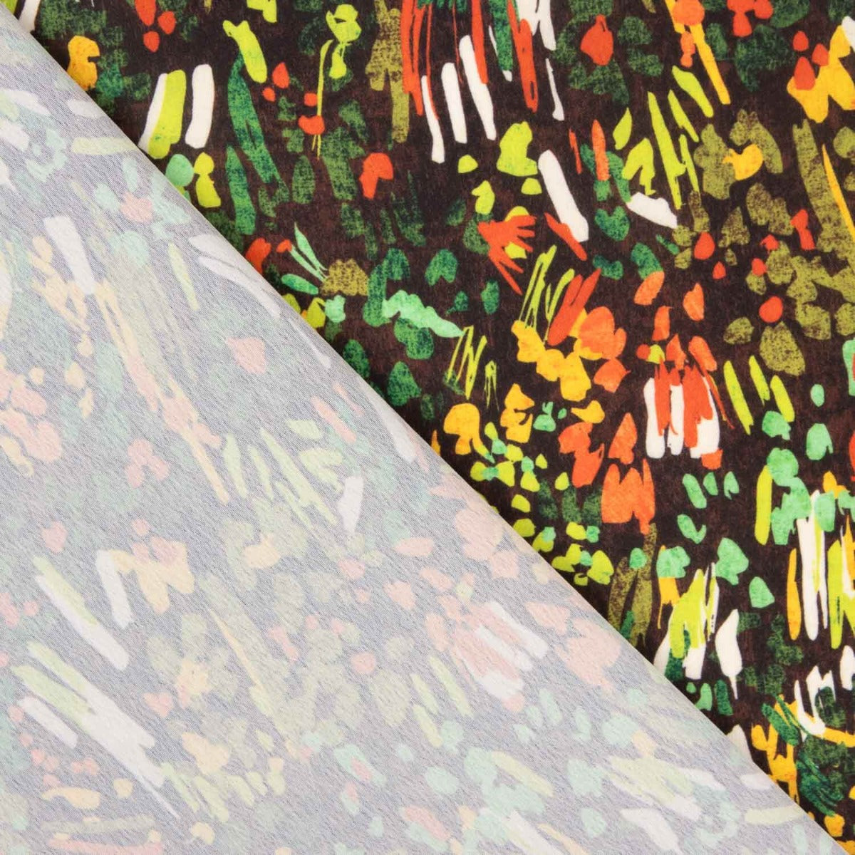 Crêpe léger abstrait floral vert automnal - Ribes y Casals