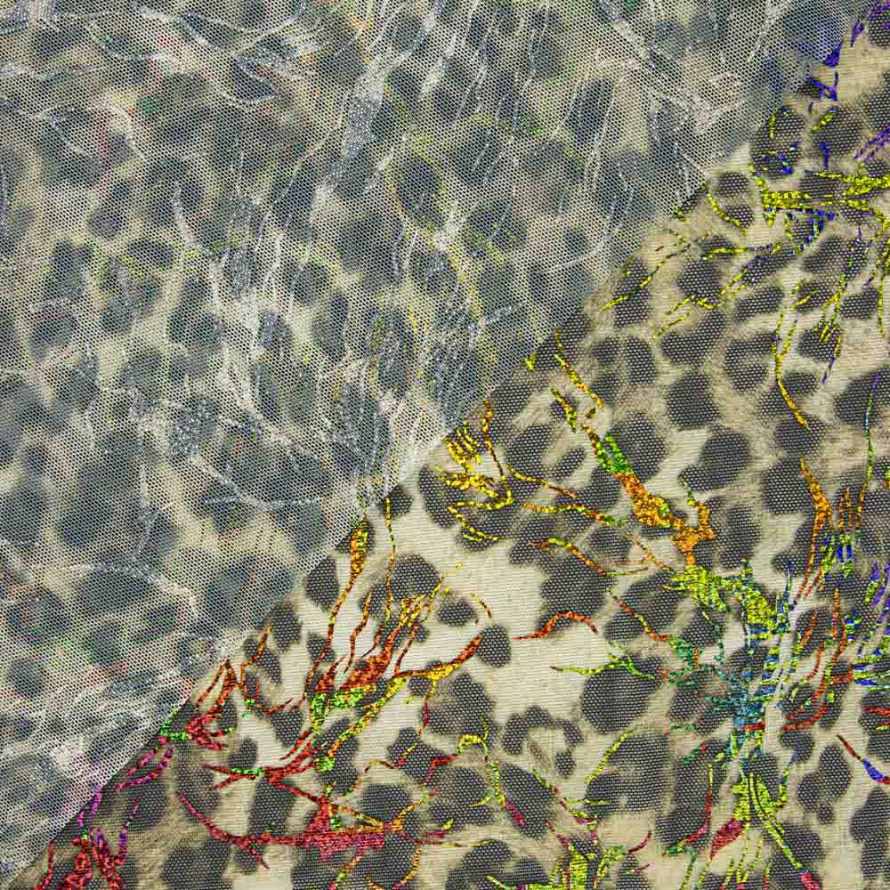 Maille élastique léopard laminée kaki - Ribes y Casals