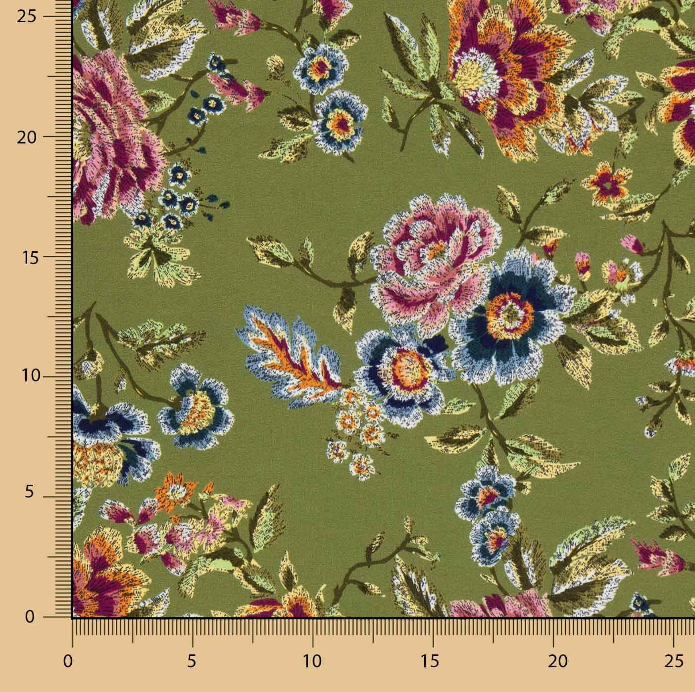 Chute de tissu Koshibo, châle imprimé olive - Plusieurs tailles x largeur de 150 cm - Ribes y Casals