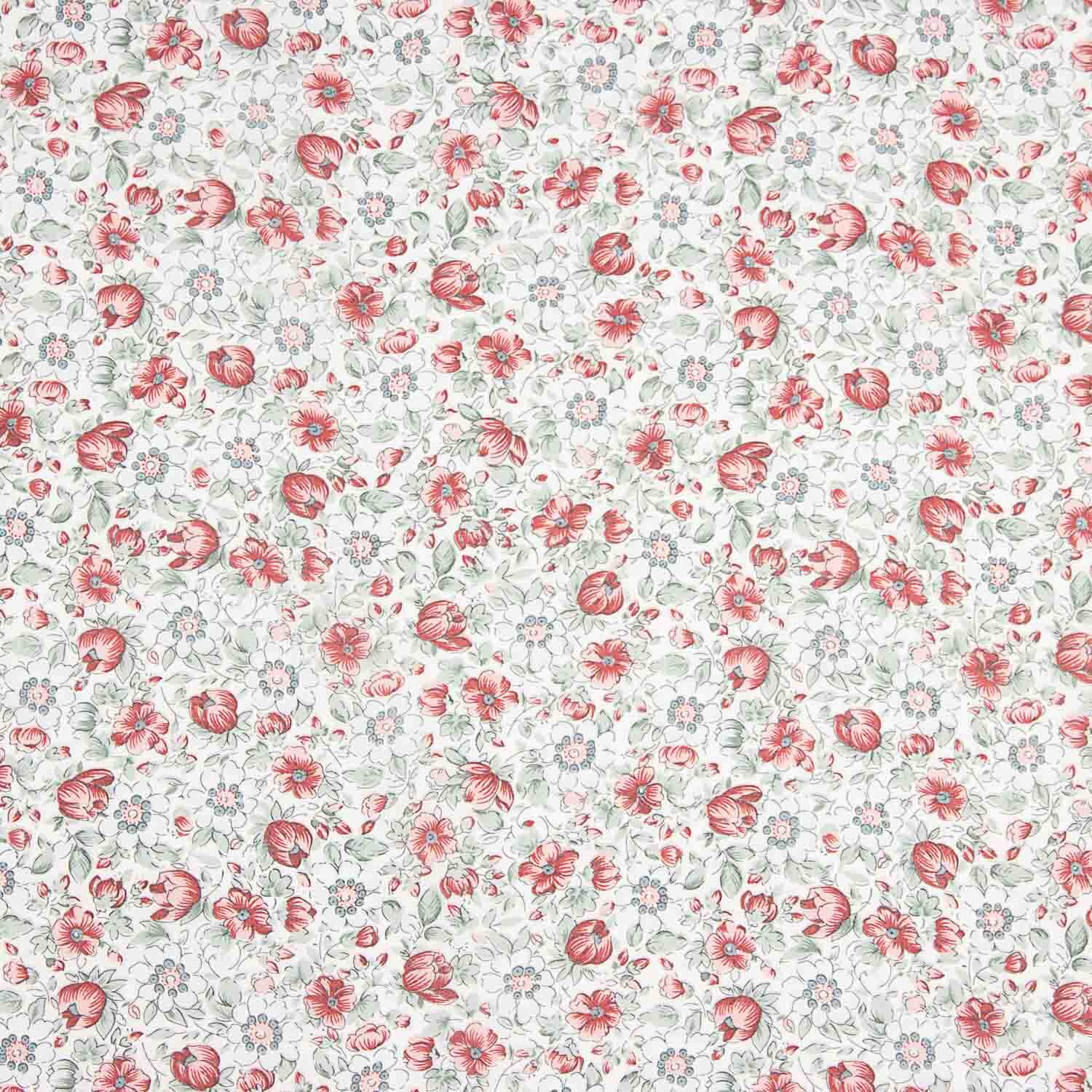 Popeline de coton floral corail Sketch - Ribes y Casals