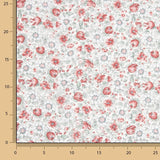 Popeline de coton floral corail Sketch - Ribes y Casals