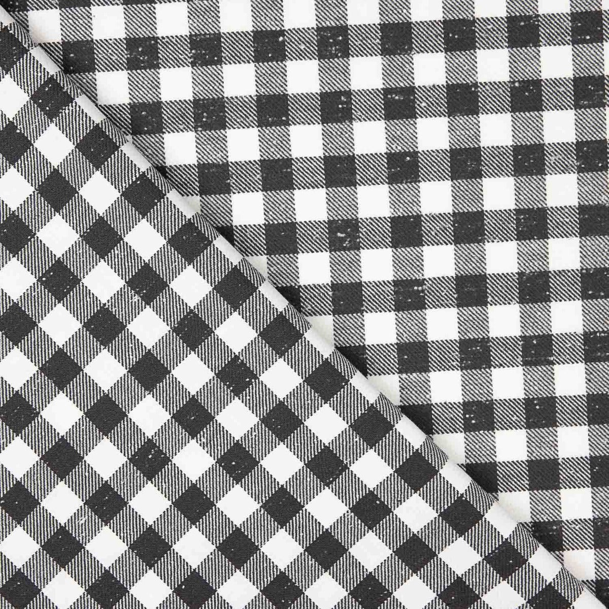 Tissu de flanelle de coton vichy noir et blanc chiné - Ribes y Casals