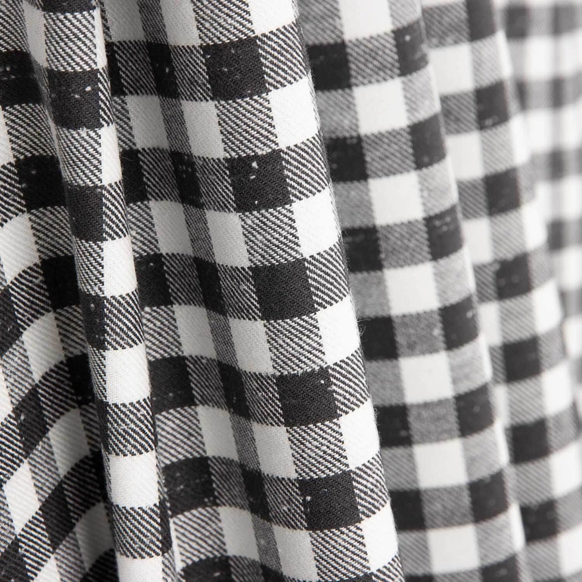 Tissu de flanelle de coton vichy noir et blanc chiné - Ribes y Casals