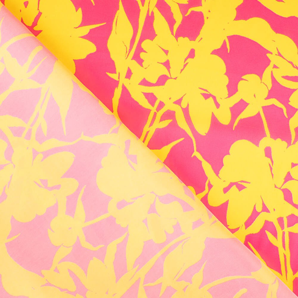 Satin imprimé ombre rose-jaune - Ribes y Casals