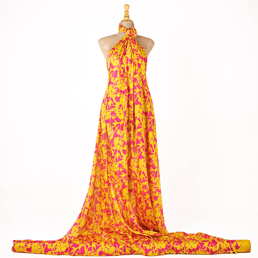 Satin imprimé ombre rose-jaune - Ribes y Casals