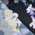 Satin imprimé Fleur romantique bleu - Ribes y Casals