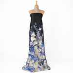 Satin imprimé Fleur romantique bleu - Ribes y Casals