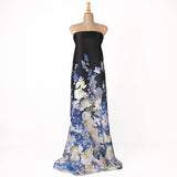 Satin imprimé Fleur romantique bleu - Ribes y Casals