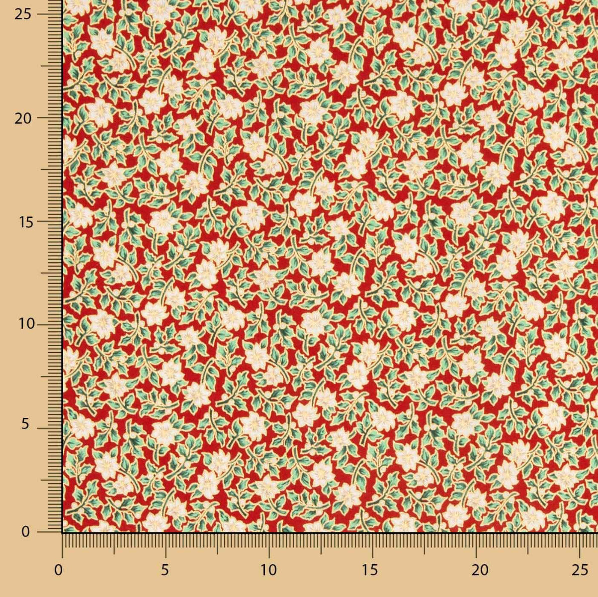 Popeline de coton poinsettias rouges - Ribes y Casals