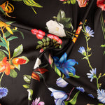 Satin imprimé Multi Flower Black - Ribes y Casals