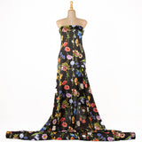 Satin imprimé Multi Flower Black - Ribes y Casals
