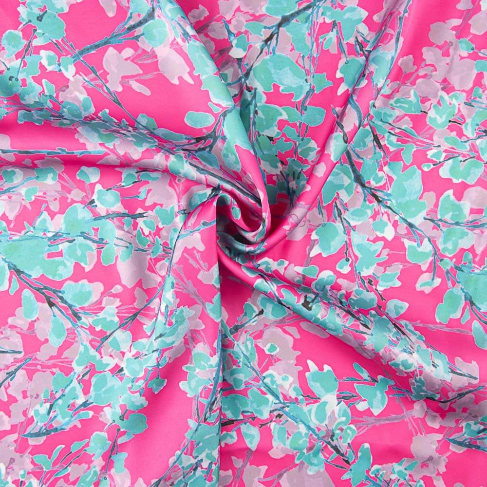 Satin imprimé Vert jardin - Ribes y Casals