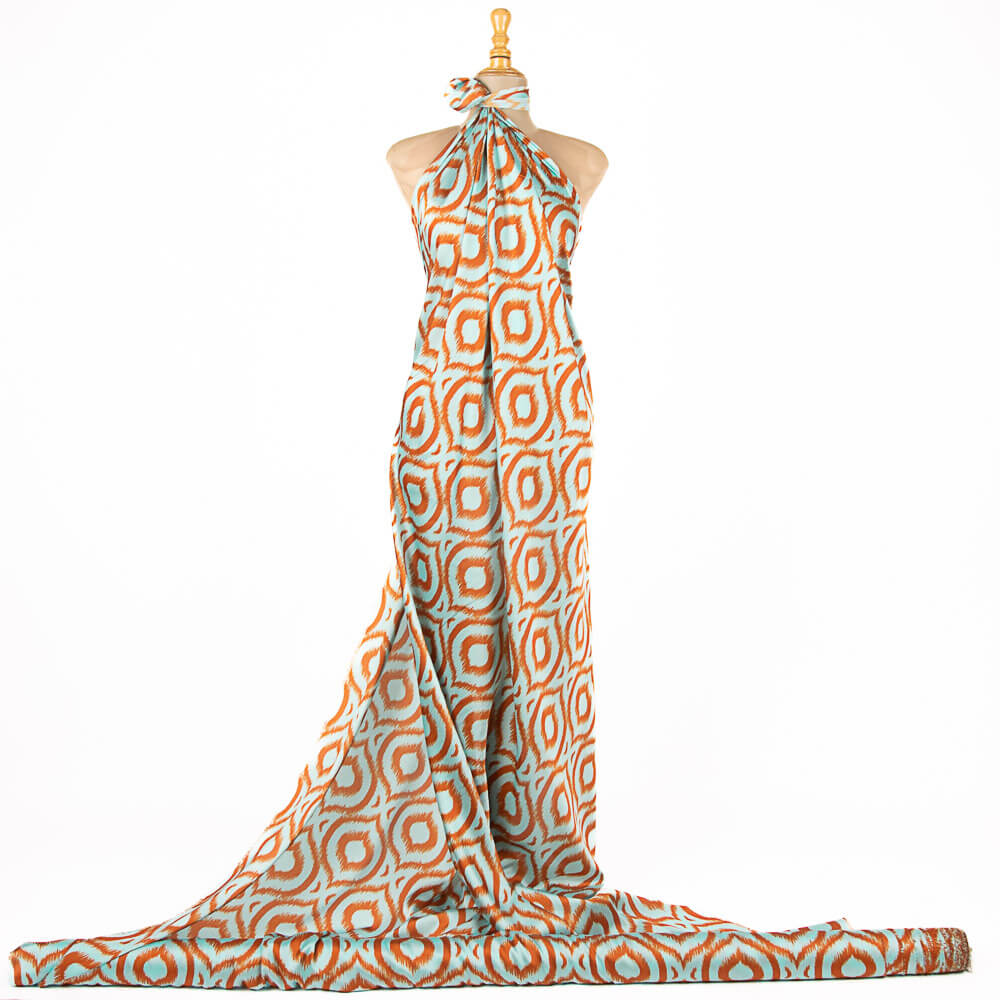Satin imprimé Checker Geo Print Orange - Ribes y Casals